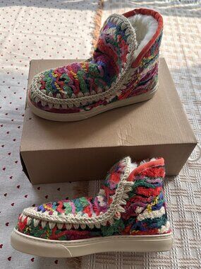 Mou Colorful Woven Snow Boots